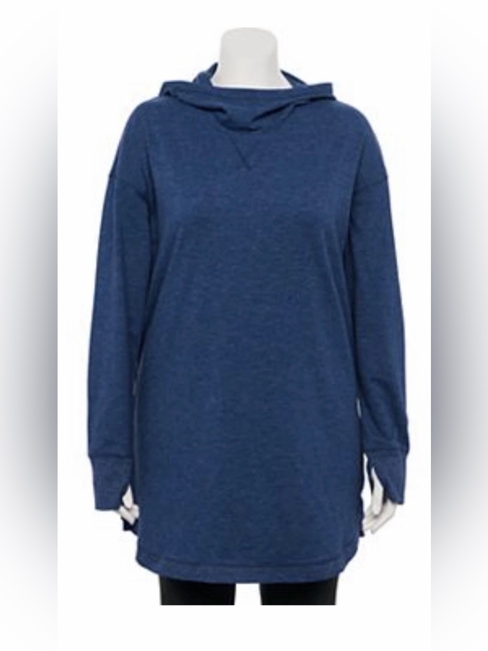 Womens Plus 3X Tek Gear Tunic Top Cowl Neck Sweatshirt Blue NWT NEW Long Sleeve
